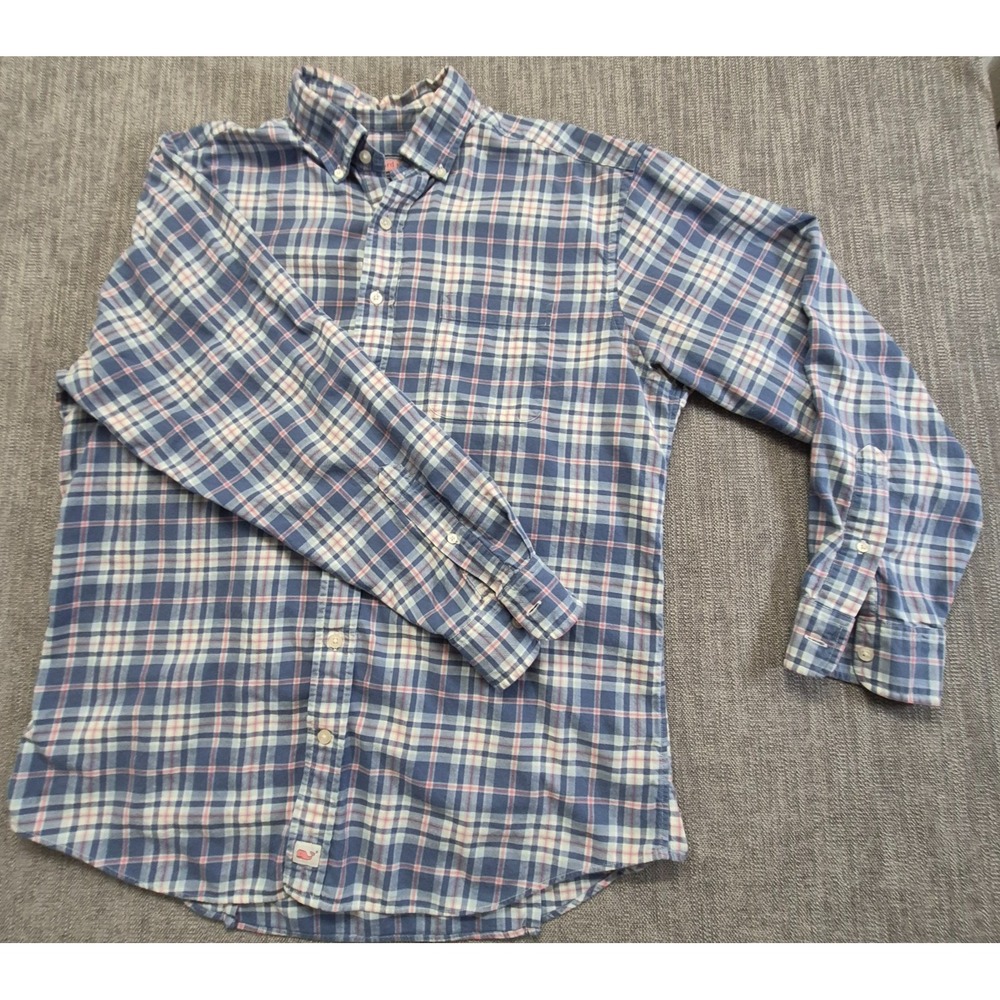 Vineyard Vines Murray Button Down Long Sleeve Shirt LG Pink/Blue Plaid Cotton